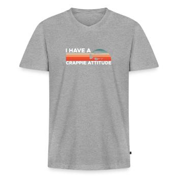 Vintage Retro J’ai une attitude de merde - T-shirt encolure en V Premium bio Homme - gris chiné - Devant
