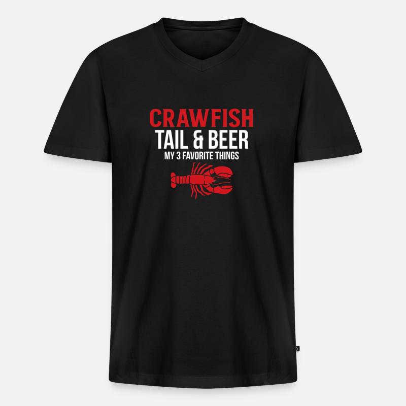 Crawfish Tail & Beer - Männer Premium Bio T-Shirt mit V-Ausschnitt - Schwarz