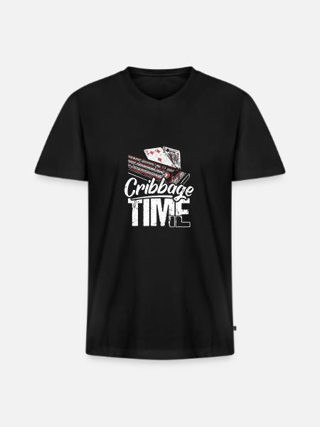 Cribbage Time Shirt Geschenk - Männer Premium Bio T-Shirt mit V-Ausschnitt - Schwarz