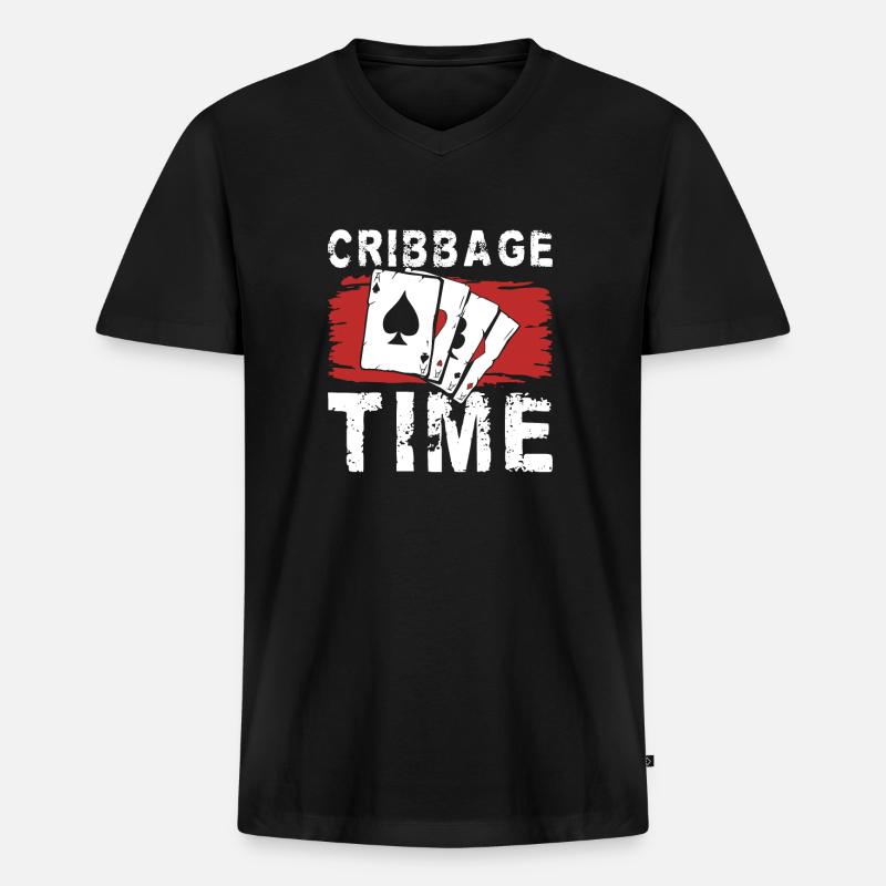 Cribbage Time Shirt Geschenk - Männer Premium Bio T-Shirt mit V-Ausschnitt - Schwarz