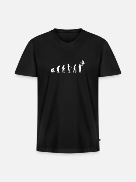 Evolution Chemise Cadeau Fauconnier - T-shirt encolure en V Premium bio Homme - noir