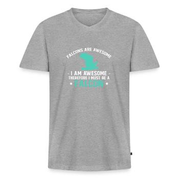 Les faucons sont géniaux Je suis génial Chemise - T-shirt encolure en V Premium bio Homme - gris chiné - Devant