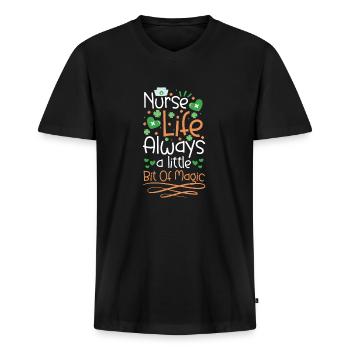 Infirmière de la Saint-Patrick - T-shirt encolure en V Premium bio Homme - noir - Devant - Nico (187cm)