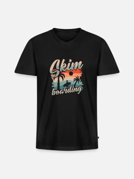 Skim Boarding Shirt Geschenk - Männer Premium Bio T-Shirt mit V-Ausschnitt - Schwarz