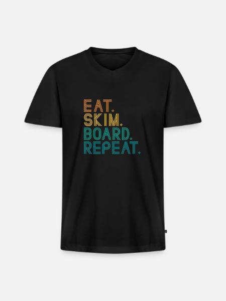 Eat Skim Board Repeat - Men's Premium Organic T-shirt with V-neck - black