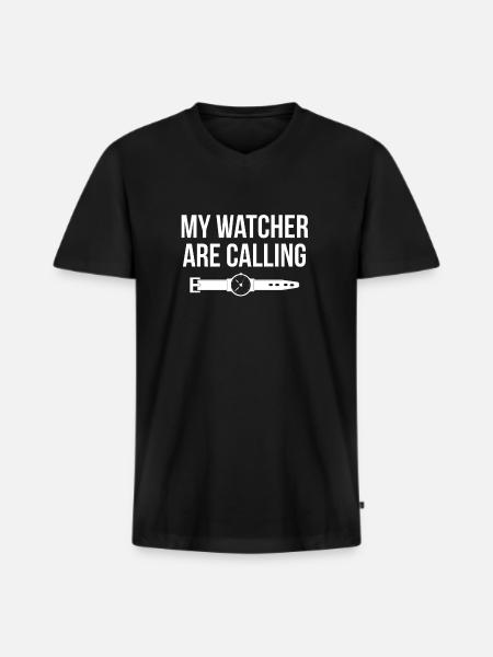 My Watcher Ware Calling - Men's Premium Organic T-shirt with V-neck - black