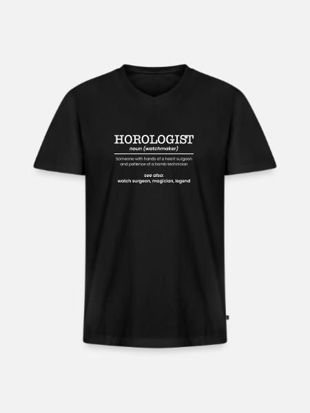 Horologist Definition Watchmaker - Men's Premium Organic T-shirt with V-neck - black