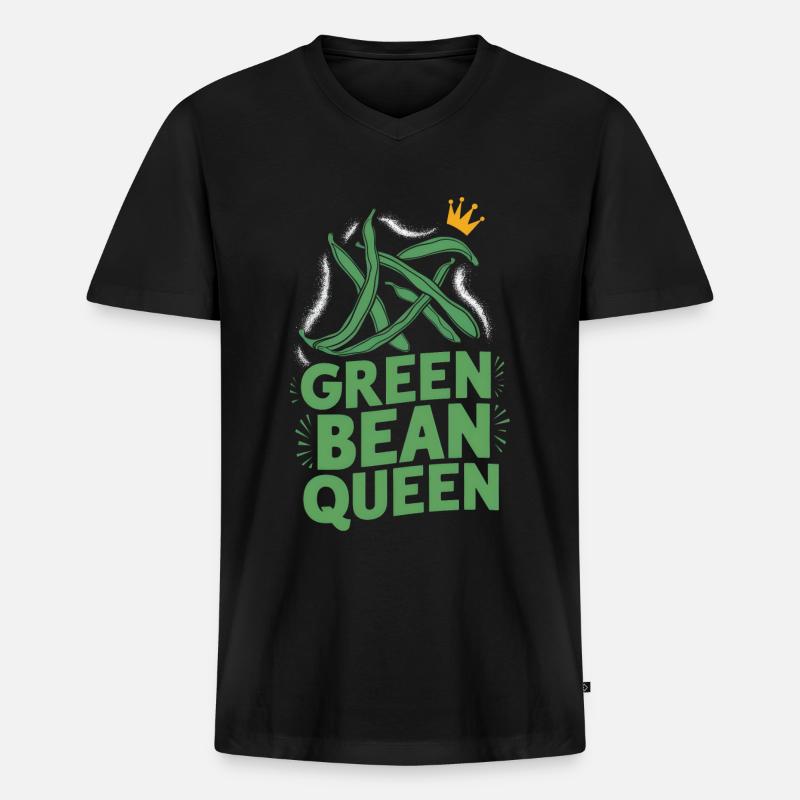 Grüne Bohnen - Männer Premium Bio T-Shirt mit V-Ausschnitt - Schwarz