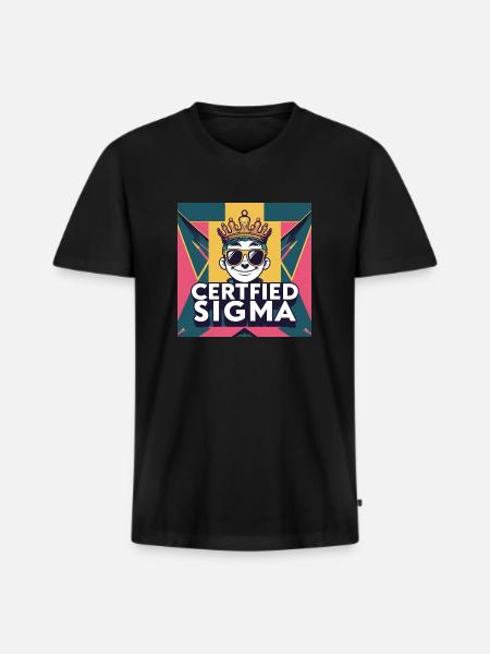 Certified sigma - Men's Premium Organic T-shirt with V-neck - black