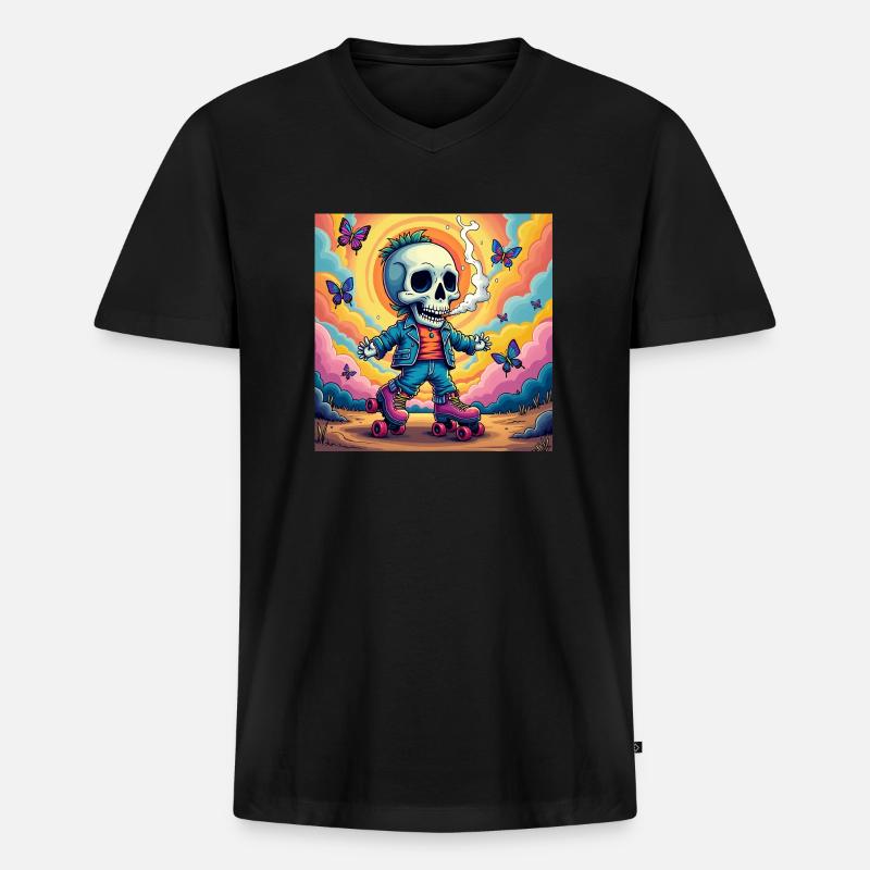 Skull Limited - Männer Premium Bio T-Shirt mit V-Ausschnitt - Schwarz