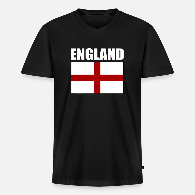 England - Männer Premium Bio T-Shirt mit V-Ausschnitt - Schwarz