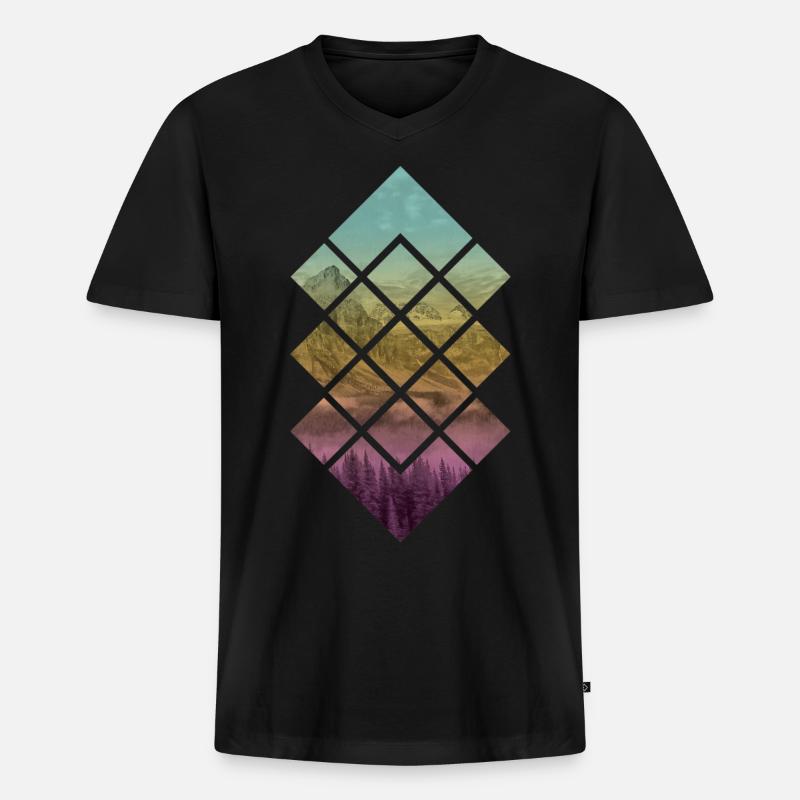 Landscape mode - Männer Premium Bio T-Shirt mit V-Ausschnitt - Schwarz