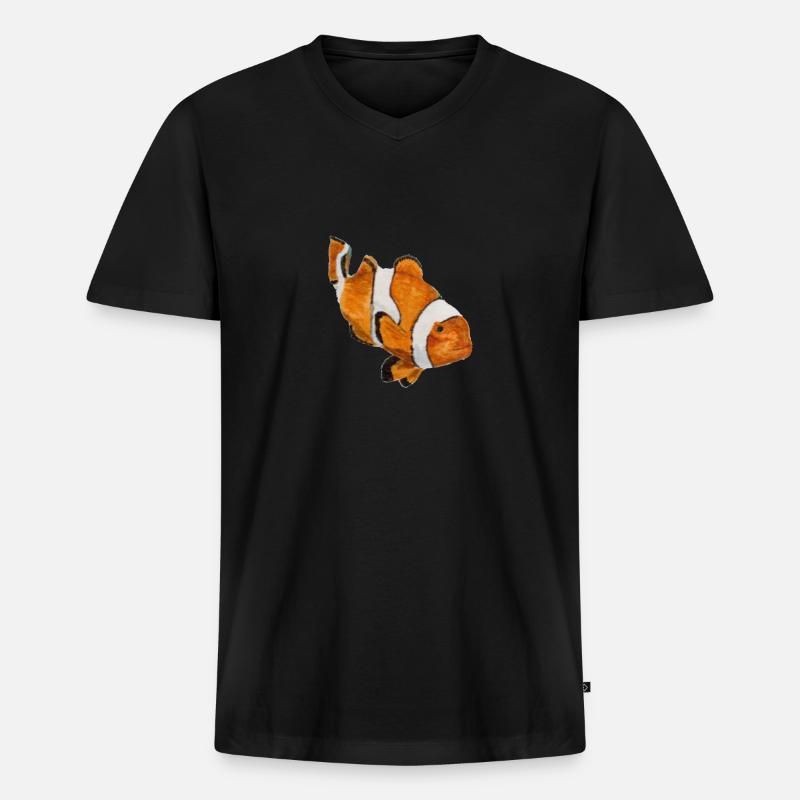 Clownfisch - Männer Premium Bio T-Shirt mit V-Ausschnitt - Schwarz
