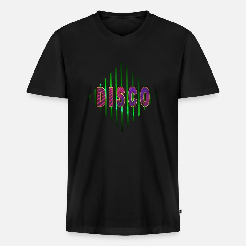 DISKO - Männer Premium Bio T-Shirt mit V-Ausschnitt - Schwarz