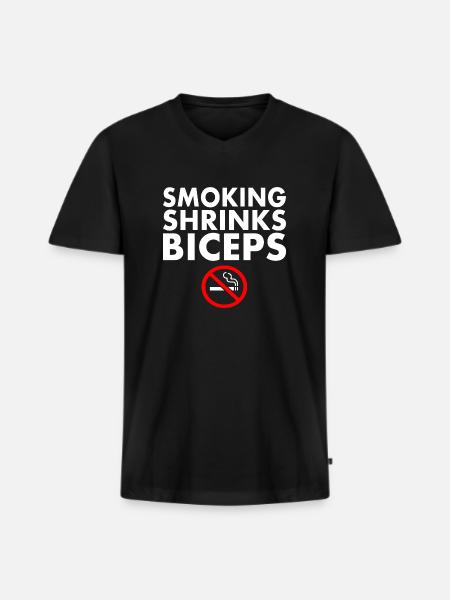 Smoking shrinks the biceps - Männer Premium Bio T-Shirt mit V-Ausschnitt - Schwarz