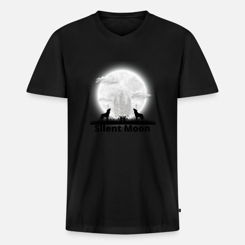 Silent Moon - Männer Premium Bio T-Shirt mit V-Ausschnitt - Schwarz