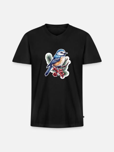Woodpecker, Nuthatch - Men's Premium Organic T-shirt with V-neck - black