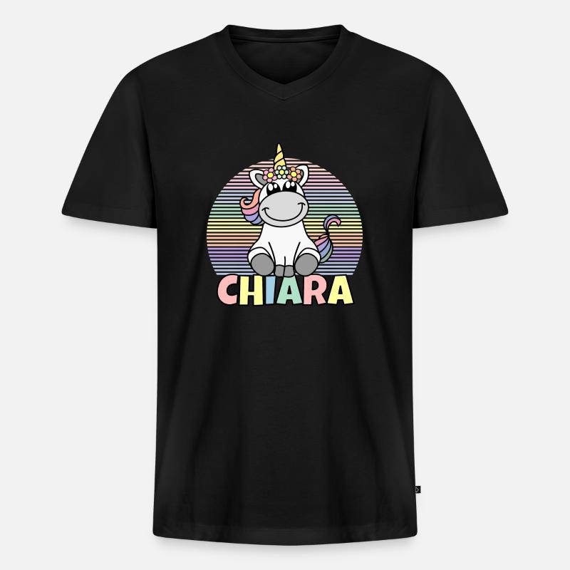 Chiara Einhorn Name - Männer Premium Bio T-Shirt mit V-Ausschnitt - Schwarz