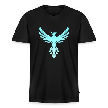 Phoenix Logo - Männer Premium Bio T-Shirt mit V-Ausschnitt - Schwarz - Vorne - Nico (187cm)