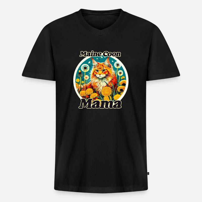 MaineCoon Mama - Männer Premium Bio T-Shirt mit V-Ausschnitt - Schwarz