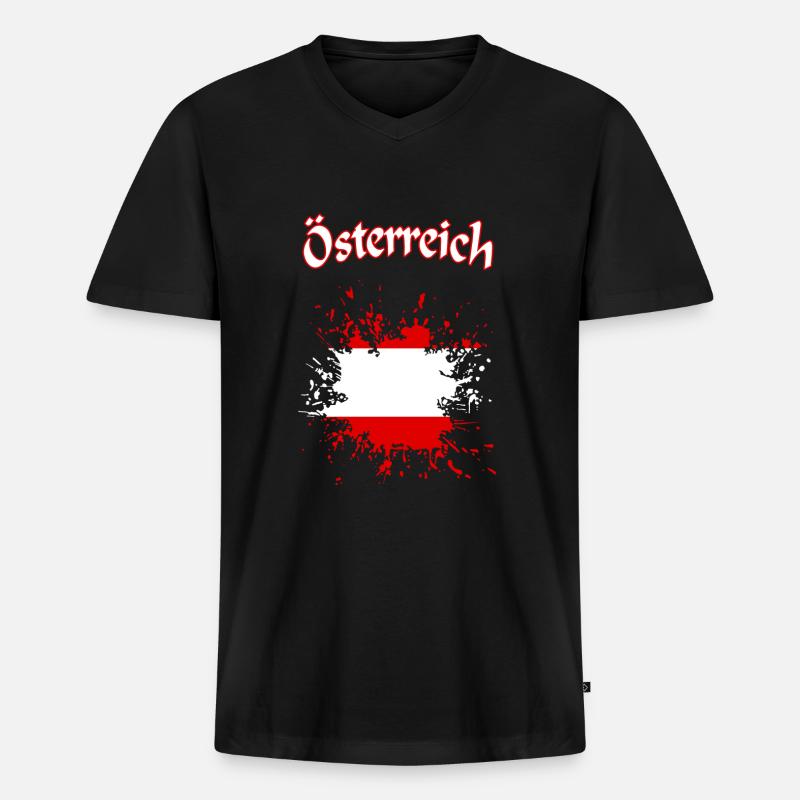 Österreich - Männer Premium Bio T-Shirt mit V-Ausschnitt - Schwarz