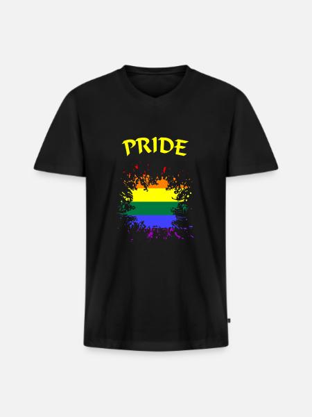 LGBTQ Pride - Männer Premium Bio T-Shirt mit V-Ausschnitt - Schwarz