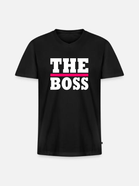 The boss - T-shirt encolure en V Premium bio Homme - noir