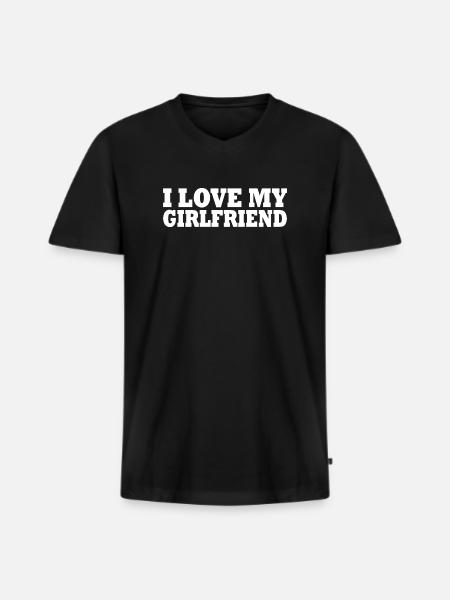 I love my girlfriend - Men's Premium Organic T-shirt with V-neck - black