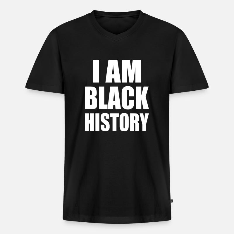 I am black history - Männer Premium Bio T-Shirt mit V-Ausschnitt - Schwarz