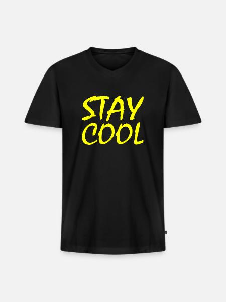 Stay cool - Men's Premium Organic T-shirt with V-neck - black