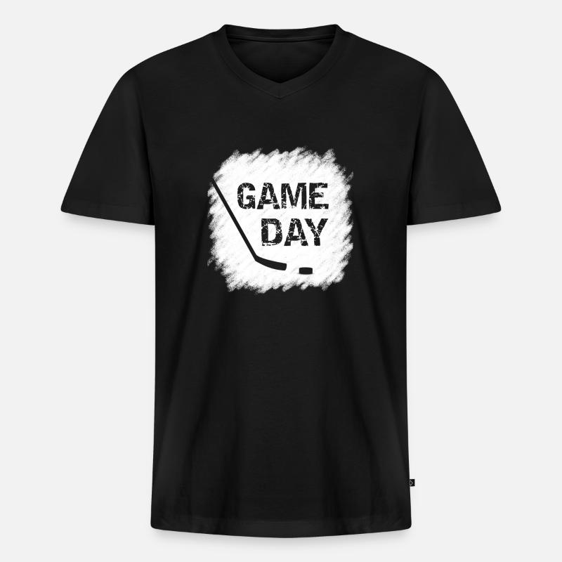 Game Day - Eishockey - Männer Premium Bio T-Shirt mit V-Ausschnitt - Schwarz