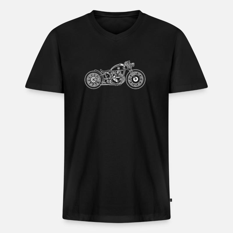 Chopper / Bobber Motorrad 09_weiß - Männer Premium Bio T-Shirt mit V-Ausschnitt - Schwarz
