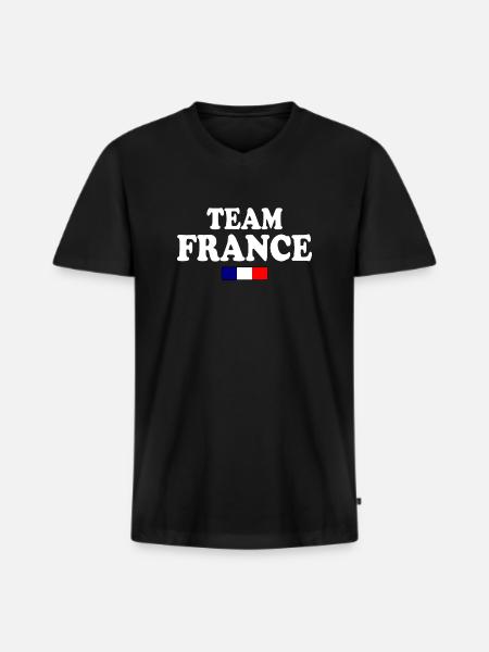 Frankreich - Männer Premium Bio T-Shirt mit V-Ausschnitt - Schwarz