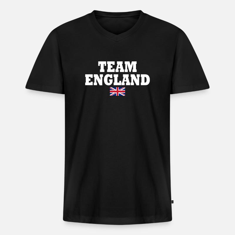 Team england - Männer Premium Bio T-Shirt mit V-Ausschnitt - Schwarz