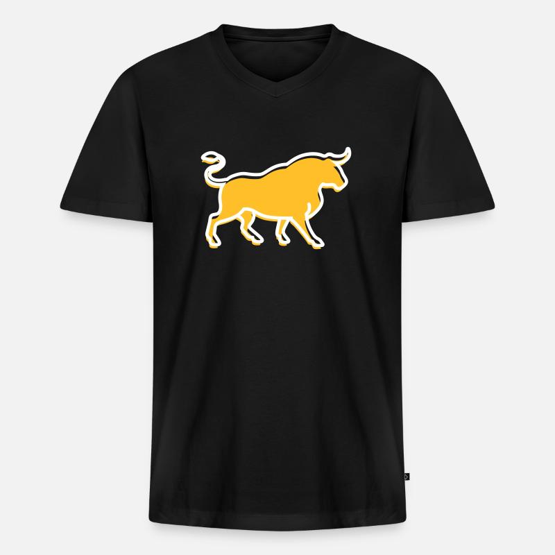 Ein wilder Stier - Männer Premium Bio T-Shirt mit V-Ausschnitt - Schwarz