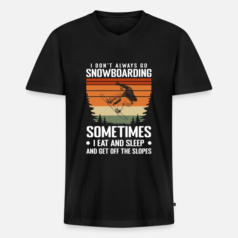 Snowboarding Ski - Männer Premium Bio T-Shirt mit V-Ausschnitt - Schwarz