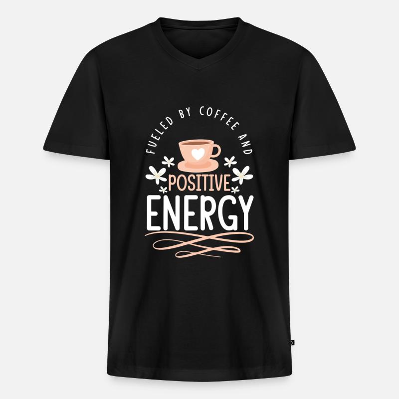Positiv Mantra Stark - Männer Premium Bio T-Shirt mit V-Ausschnitt - Schwarz