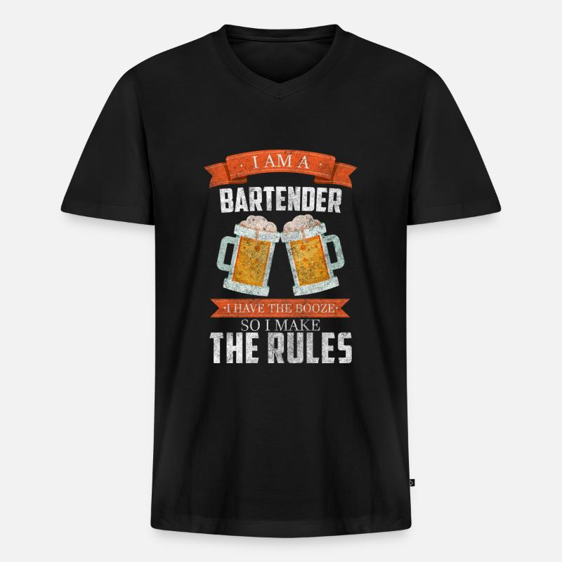 Bar Disko Whiskey Beruf - Männer Premium Bio T-Shirt mit V-Ausschnitt - Schwarz