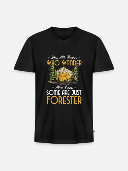 Forester Wood Forester - Men's Premium Organic T-shirt with V-neck - black