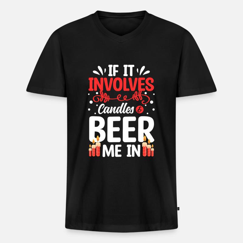 Kerzen Feuer Romantik - Männer Premium Bio T-Shirt mit V-Ausschnitt - Schwarz