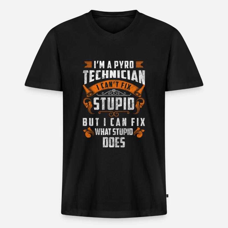 Technik Party Feuer Profi - Männer Premium Bio T-Shirt mit V-Ausschnitt - Schwarz