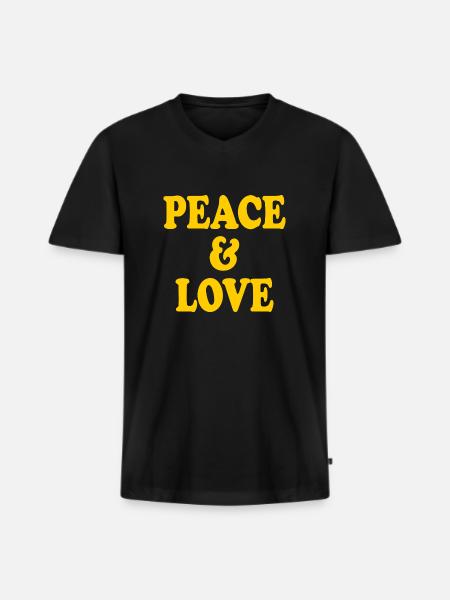 Peace and love - Men's Premium Organic T-shirt with V-neck - black
