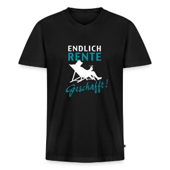 Finally retired, done - Men's Premium Organic T-shirt with V-neck - black - Front - Nico (187cm)
