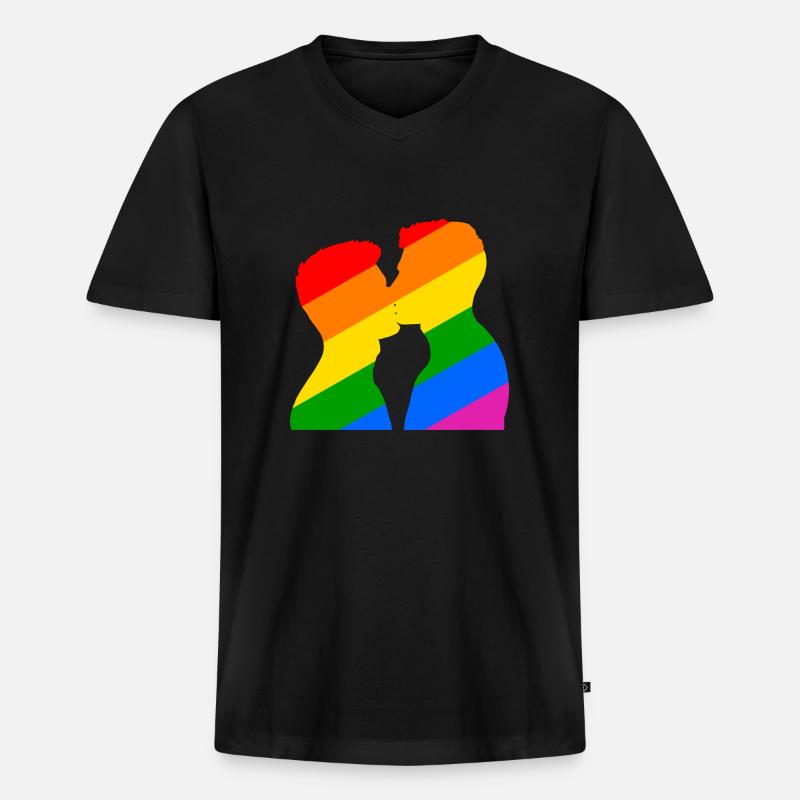 Schwule Liebe ist erotisch - Männer Premium Bio T-Shirt mit V-Ausschnitt - Schwarz