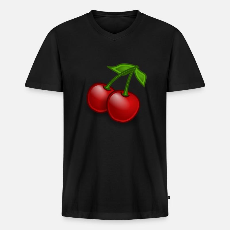 Kirsche Geschenk - Männer Premium Bio T-Shirt mit V-Ausschnitt - Schwarz