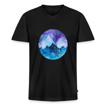 Berge - Männer Premium Bio T-Shirt mit V-Ausschnitt - Schwarz - Vorne - Nico (187cm)