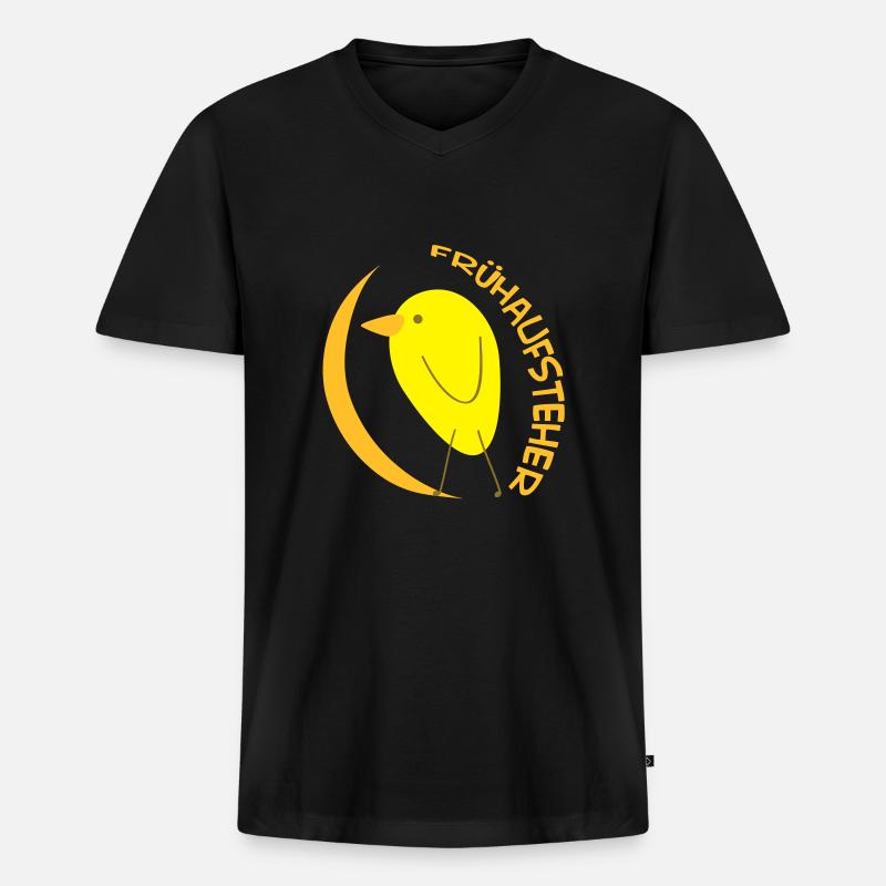 Frühaufsteher (Vogel) - Männer Premium Bio T-Shirt mit V-Ausschnitt - Schwarz