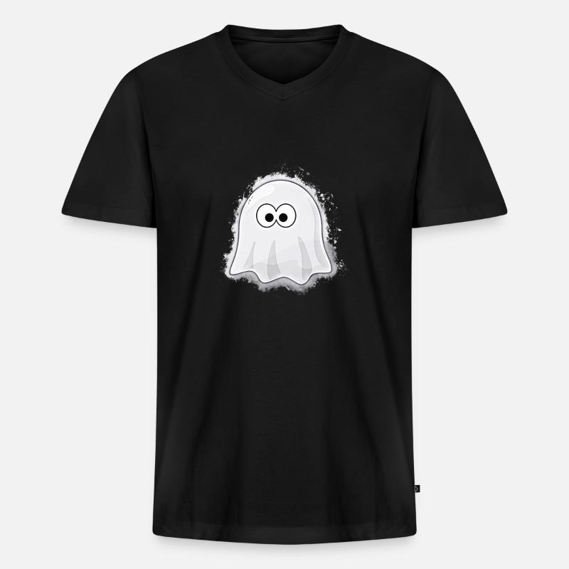 Geist Halloween hell glühend - Männer Premium Bio T-Shirt mit V-Ausschnitt - Schwarz