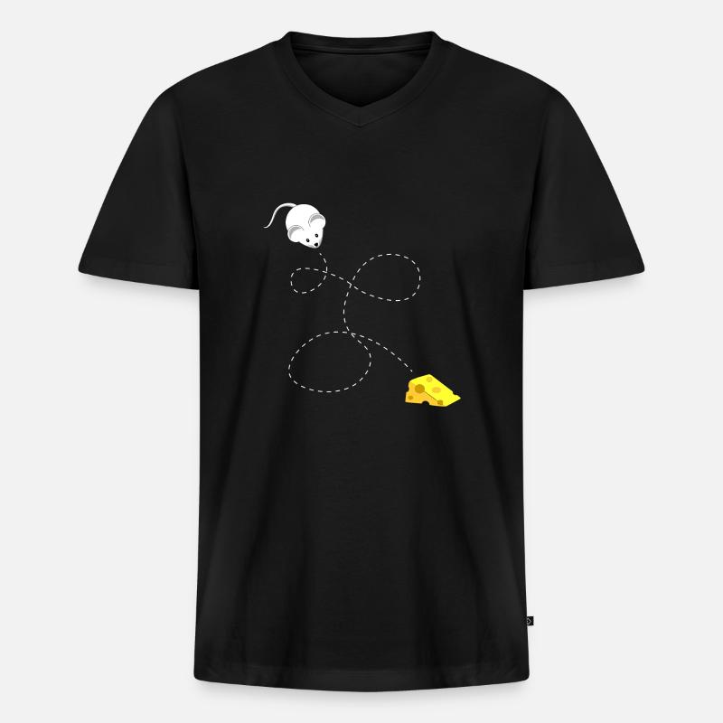 Mäuse Käse - Männer Premium Bio T-Shirt mit V-Ausschnitt - Schwarz