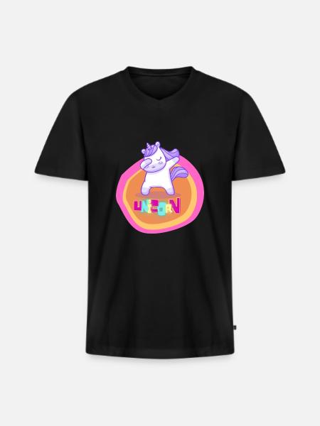 unicorn - Männer Premium Bio T-Shirt mit V-Ausschnitt - Schwarz